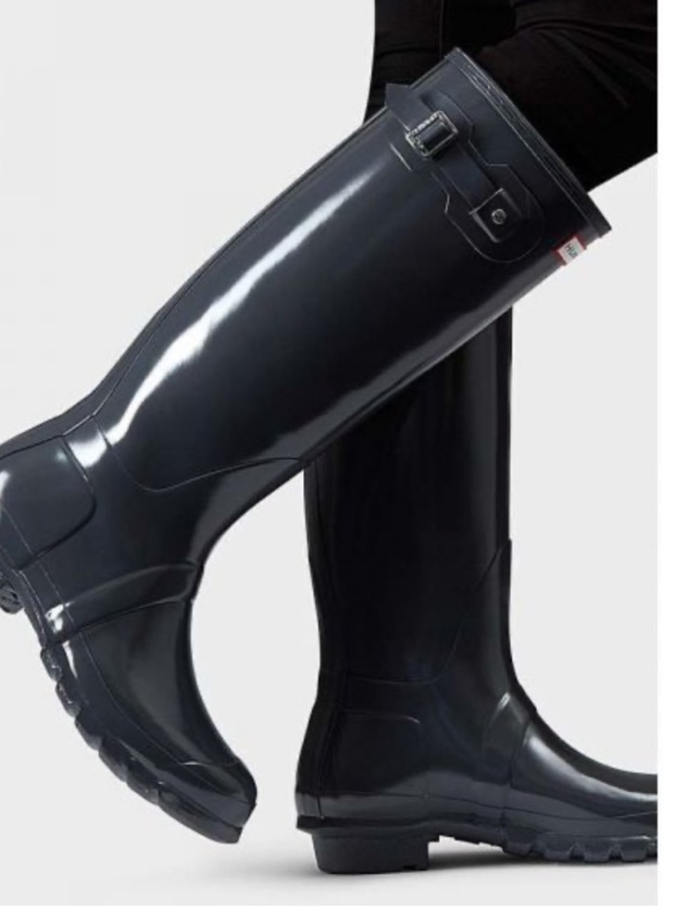 Hunter Original Tall Gloss Boots in Dark Slate Gray - 8